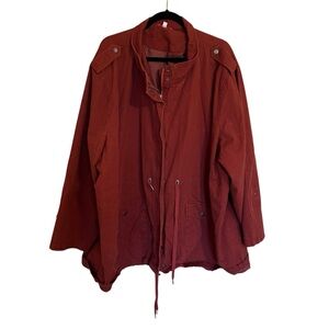Molly & Isadora Brick Red Tie Front Full Zip Jacket Size 5X